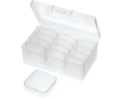 Nail Charm Organizer - 7x4.3x2.8 Inch - Craft Organizers - Storage Box Grids - Clear Plastic Bead Organizer - Art Crafts Jewelry Fishing Tools - Transparent