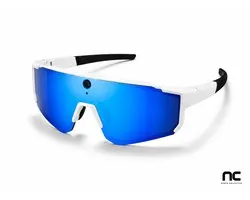 NC Smart AI VISION PRO - AI Sportbril met Camera - Smart Glasses - 360° Surround sound - Object Herkenning - Vertaler - Sport Bril - Fietsbril - Zonnebril - WIT/BLAUW