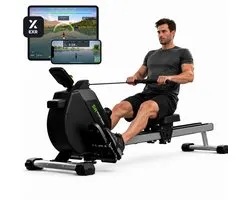 SportTronic® ST-X8 Roeitrainer – Inklapbare Roeimachine – Magnetische Roeiapparaat met 16 Weerstandsniveaus & App met Trainingsprogrammas