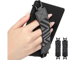 Veiligheidshandriem voor eReaders en Fire-tablets, set van 2 stuks, zwart, lichtgewicht en veelzijdig. Geschikt voor 6-8 inch Kindle, Kobo, Voyager, Lenovo en Sony.