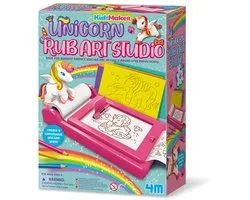 4M Unicorn Rub Art Studio, Peintures incluses, Garçon/fille, Crayons inclus, Coloriage op rol, Crayons inclus