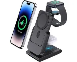 Xcruiser Foldable 10000mAh wireless Magnetic Power Bank 15W 3in1 Wireless Charger for iPhone15 apple watch S1-S9 ultra