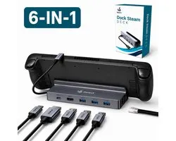 SwanX® Steam Deck Dock – 6-in-1 Docking Station – 4K HDMI – Ethernet – USB 3.0 – 100W PD – Geschikt voor Steam Deck / Nintendo Switch / Legion Go / Tablets