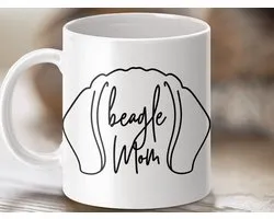 Mok Beagle Mom Design, Hondenliefhebber Cadeau, Beagle Cadeau, Hondenmama, Persoonlijk Cadeau, Beagle Oren, Koffiemok