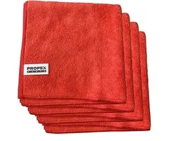 Propex Parts Chiffon microfibre 40cm x 40cm - Super absorbant - Convient pour sanitaires & salle de bain - Rouge - 4 pièces