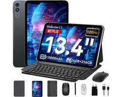Exictpower T60 Pro - Tablet - 13.4 Inch FHD - 24GB RAM - 256GB ROM - 10000mAh - Android 16 - Grijs