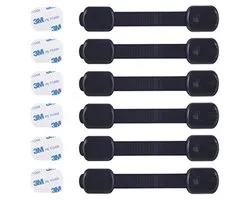 CUTESAFETY Childproof Safety Locks - Babyproofing Cabinet Lock with 6 Extra 3M Adhesives - Adjustable Belt Closures to Cupboards, Drawers, Cabinet, Oven, Refrigerator, Wardrobe Chair, Door, Window