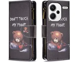 Xiaomi Redmi Note 13 Pro+ 5G - Portemonnee met rits - book-case hoesje - ruimte voor 9 pasjes - cool beertje