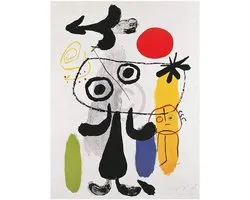 Kunstdruk Joan Miro - Figur gegen rote Sonne II 70x100cm