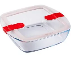Pyrex Cook & Heat Food Container Carré - Couvercle inclus - Verre Borosilicate - 25x22 cm - Transparent