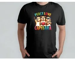 Peace Love Capybara - T Shirt - Capibara - Capybara - FunnyAF - AlwaysSarcastic - SarcasmLevel - SarcasmeModeAan - GrappigHe - IkMaakEenGrapje - DrogeHumor