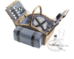 Dutch Mountains Complete Picknickmand Riet - 4 persoons 24delig Deluxe - Incl picknickkleed