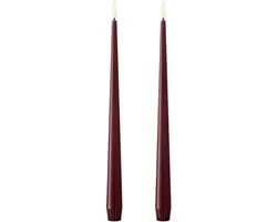 Ester & Erik - Taperkaars 30cm Deep Wine LED (set van 2) - Kaarsen