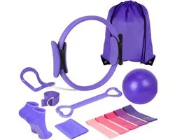 Kit de Pilates à Domicile pour Femmes - Ensemble d'Équipement de Pilates 13 Pièces avec Anneau de Pilates 13" - Ballon de Yoga 9" - Serviette Refroidissante - 6 Bandes de Résistance de Pilates pour l'Étirement - Pour Débutants