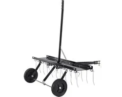 Scarificateur de remorque, 40 pouces, arrache-gazon avec 20 Fourchettes par Veerstal, pour véhicules tout-terrain et Tondeuses à gazon, Outils de jardin de Jardin et de ferme avec poignée de levage