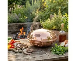CopperGarden Cataplana Casserole Made of Hand Tinned Smooth Copper with Approx. 30 cm Diameter I Portuguese, Copper Casserole with Perfect Heat Conduction, for Gas/Fire/Grill and Oven