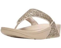 FitFlop Lulu Multi-Tonal Glitter Toe-Post Sandals Dames Slippers - Metallic Beige/Silver
