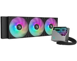 DeepCool LT360 ARGB Designer Liquid CPU Cooler, 360mm 5th Gen Pump 3400RPM AIO, FD12 ARGB Daisy Chainable Fans, Multidimensional Infinity Mirror Block, 5V A-RGB Software Control, Black/Grey