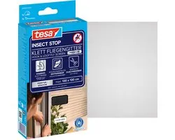 tesa INSECT STOP H&L Fly Screen Premium for Windows - hor met sterke klittenband, verwijderbaar zonder resten, op maat snijden - 130 x 130 cm - antraciet (transparant)
