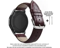 Bruin 22mm lederen bandje voor Samsung, LG, Seiko, Asus, Pebble, Huawei, Cookoo, Vostok en Vector - magneetsluiting – Brown leather smartwatch strap - Gear S3 - Zenwatch - Leer - Leder - Krokodillenleer motief - 22 mm