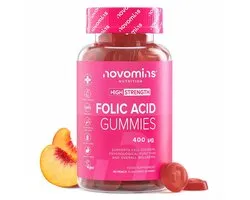 Novomins Foliumzuur Gummies - 400 mcg - 90 Gummies - Perzik