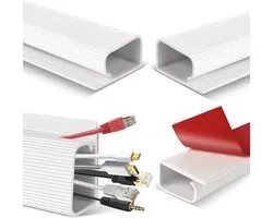 SnelShoppen - Desk Cable Management - Kabelmanagement Onder Bureau - Kabeltray Wit - J-Channel Kabel Tray Zelfklevend voor PC TV Kabels en Draden - 4
