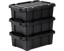 IRIS Powerbox Robuust Opbergbox - 12,5L - 100% Recycled Kunststof - Zwart - Set van 3