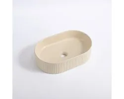 FugaFlow Efficiente Arredo waskom - 50x32x12cm - geribbeld - ovaal - keramiek - beige