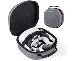 Een stevige draagtas voor de Meta Quest 3S/Quest 3/Quest 2, een reisorganizer voor je gamingheadset en touchcontrollers, water- en schokbestendig, met een gaasvak voor het opbergen van accessoires.