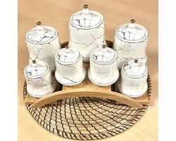 Pot à herbes design marbre 8 pièces blanc/doré