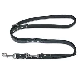 FREUDENTIER Hondenriem van leer, 2 m, leren riem, verstelbaar, hondenriem van gecertificeerd vetleer voor kleine, middelgrote en grote honden, Alsterufer collectie (Midnight, 16 mm breed)