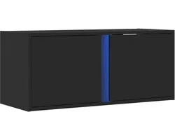 Zwarte Wandkast voor Televisie met LED Verlichting - Compacte TV Meubel