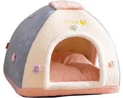 Galatée Cat House Warm Cute Cat Cave Bed, Soft Pet Tent with Removable Pillow, Cozy Dog Bed, Comfortable Pet House for Puppies, Kittens Rabbits (S, Pink)