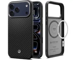 Spigen Enzo Aramid Hoesje Geschikt voor Apple iPhone 18 Pro Max / 17 Pro Max - Aramide Back Cover - Compatibel met MagSafe / Qi2 - Militaire Standaard - Matte Gunmetal