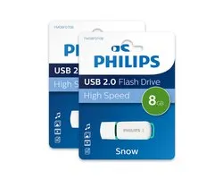 Clé USB Philips 8 Go - Spring Green Snow Edition - USB-A 2.0 - LED - Wit - Paquet de 2