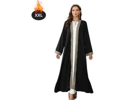 Nivard Islamitische Kleding - Djellaba Dames - Moslim Kleding - Arabisch Dames Kaftan - Alhamdulillah - Zwart XXL