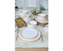 Keramika Serviesset - Mat White/Gold Stackable - 20 delig - 4 persoons - Stoneware