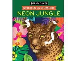 Brain Games - Sticker by Number- Brain Games - Sticker by Number: Neon Jungle (28 Images to Sticker)