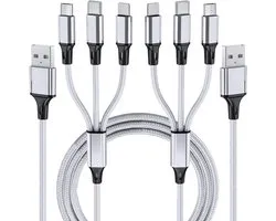 Oneay Set de 2 câbles de charge multifonctionnels, câbles de charge multifonctionnels pour téléphones portables, câbles de charge universels 3 en 1 tressés, adaptés aux téléphones portables et autres appareils.