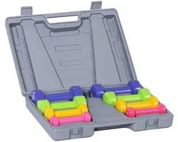 Halterset - 8-delige Set Halters met Koffer - Gewichten - Dumbells set van 4 Paar Halters - Gewichten Fitness - 2 x 0,5 kg, 2 x 1 kg, 2 x 1,5 kg, 2 x 2 kg - Halter set voor Krachttraining, Workout, Gym