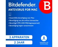 Bitdefender Antivirus pour Mac - 3 Appareils - 2 Ans - Anglais - Téléchargement Mac