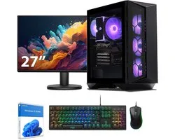 Sedatech Expert Gaming PC Pakket ATX Compact • AMD Ryzen 5 5600X 6x 3.7GHz • Geforce RTX 4060 • 32Gb RAM • 2Tb SSD M.2 • WiFi, USB C • Windows 11 • Desktop computer • Monitor 27'' + Toetsenbord/Muis