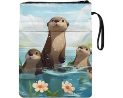 Belidome Otter Book Sleeve Pouch for Paperback Hardcover Textbook 29x22cm featuring front pockets washable lightweight