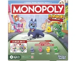 Hasbro Gaming Jeu de société Monopoly Junior - 2 jeux en 1 - Édition Française