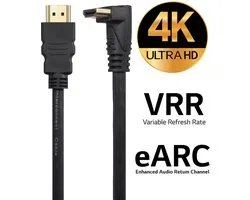 Phreeze Câble HDMI Coudé 90 Degrés - Cordon HDMI vers HDMI Angle Droit - Câble HDMI 2.0 4K Ultra HD 60Hz 144Hz - Câble Audio Vidéo eARC ARC pour Barre de Son Soundbar, Lecteur Blu-Ray, PS5, Xbox
