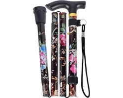 Wandelstok Bloempatroon Aluminium - Opvouwbaar Verstelbaar Lichtgewicht Draagbaar Ergonomische Antisliphandgreep Alpenstock Voor Dames Heren Senioren - Trekstokken Wandelstokken Reistrekstokken Wandelaar