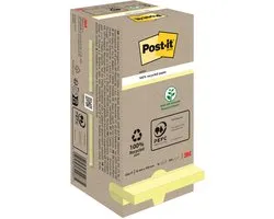 Bloc-notes 3M Post-it Tour recyclé, 76x76 mm, jaune, paquet de 16 pièces