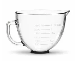 Glazen Mengkom voor KitchenAid 4.3, 4.7/4.8L Tilt-Head Stand Mixer Artisan & Classic Serie van MMOBIEL – 4.8L Glazen Kom met Handvat, Schenktuit & Maataanduiding – Enkel Handwas