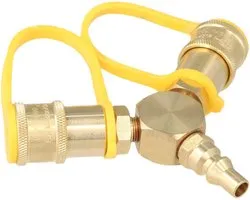 Propane Y Splitter - Gasleiding Adapter - Dubbele Aansluiting - Massief Messing - 1/4 Inch - Messing Kleur