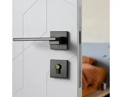 Split Door Lock Handleset - Silent Matte Black Indoor Bedroom Door Lever - Front Entry Lock Handleset For Home - Bedroom Door Lever Handle